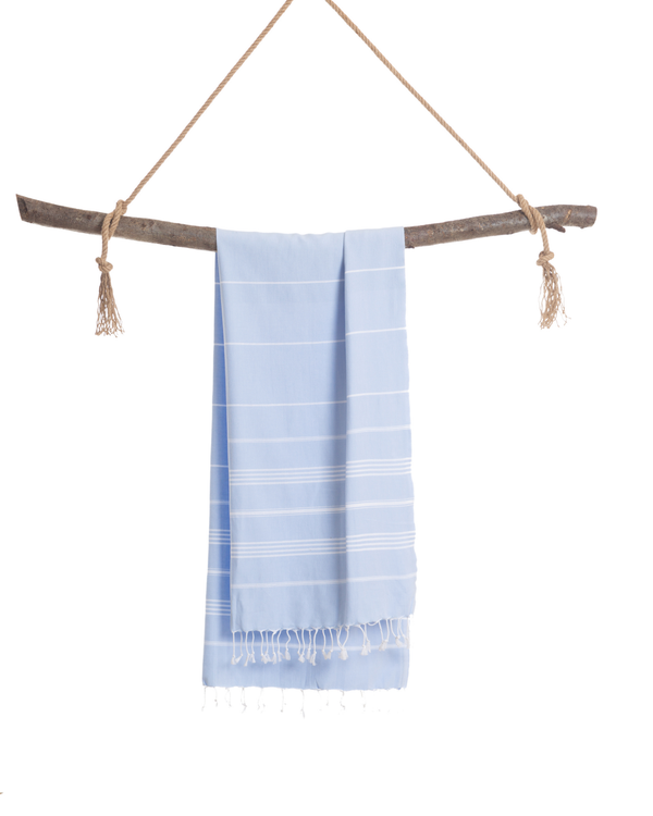 SULTAN Hammam Beach Towel, Peshtemal, Made of Cotton - Light Blue