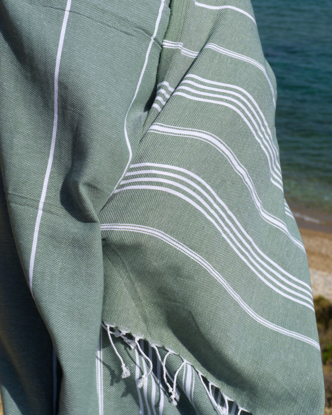 SULTAN Hammam Beach Towel, Peshtemal, Made of Cotton - Khaki Green