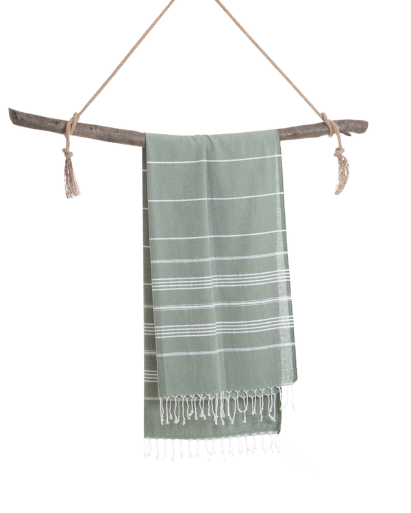SULTAN Hammam Beach Towel, Peshtemal, Made of Cotton - Khaki Green