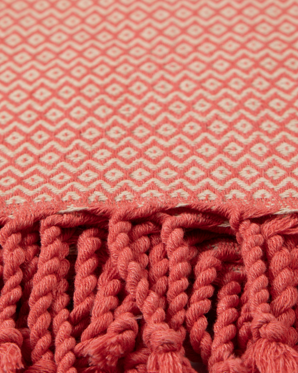 SAMOS Turkish Cotton Scarf Hammam Towel - Fuchsia / Beige