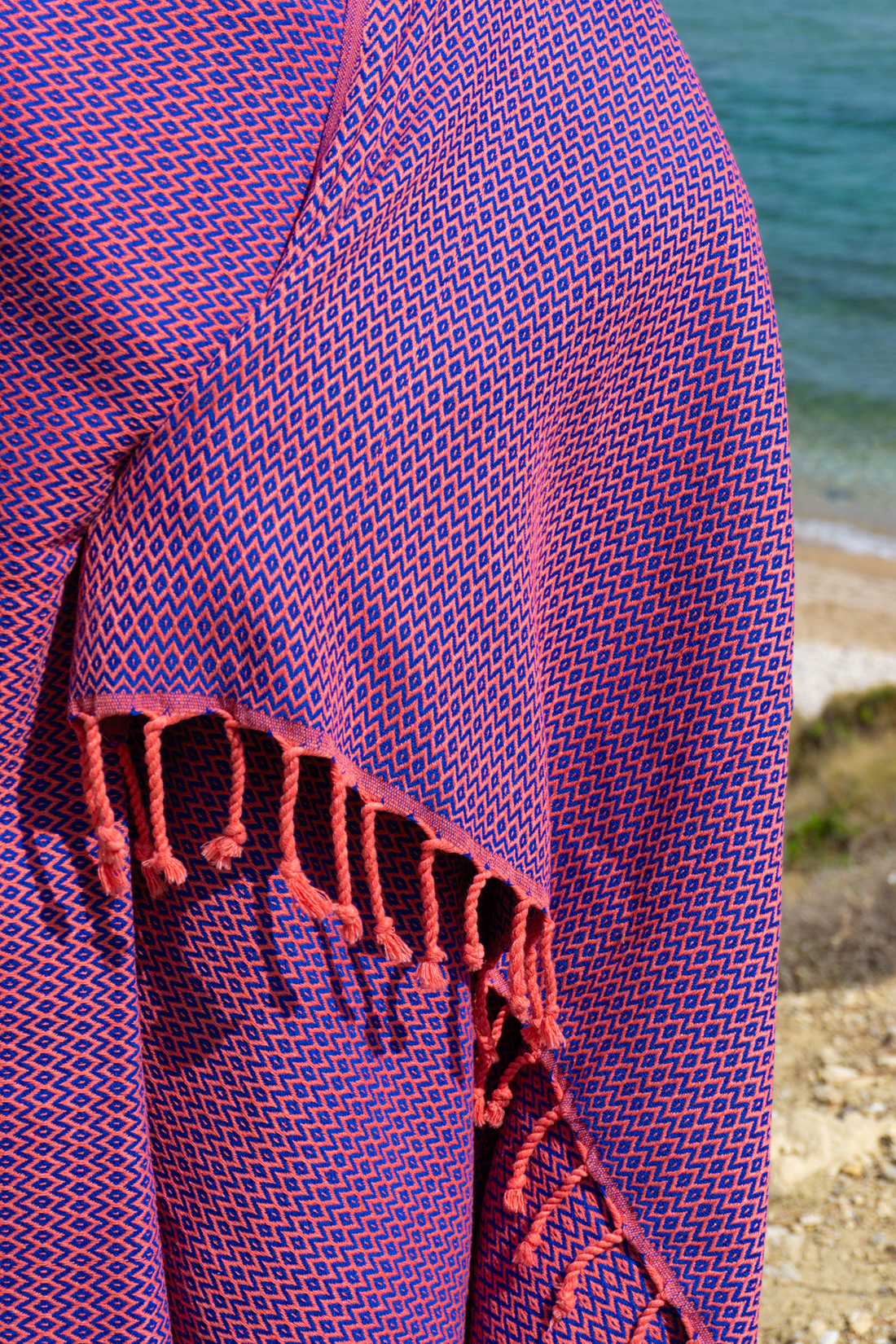 SAMOS Turkish Cotton Scarf Hammam Towel - Fuchsia / Blue