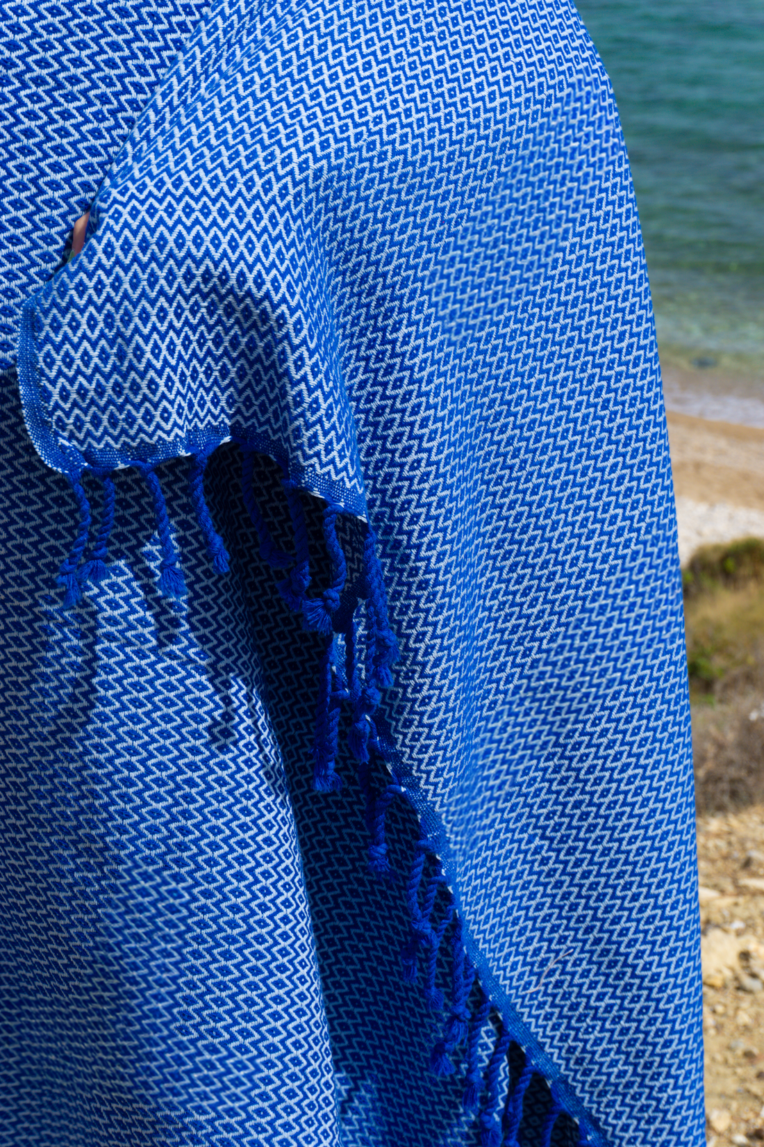 SAMOS Turkish Cotton Scarf Hammam Towel - Blue / Light Blue