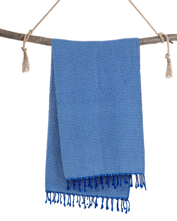 SAMOS Turkish Cotton Scarf Hammam Towel - Blue / Light Blue